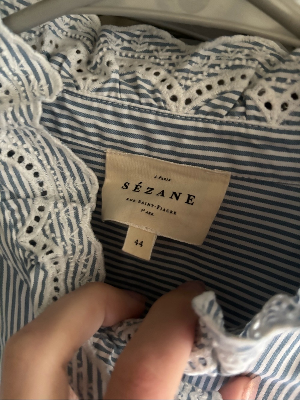 Sezane Chlo Shirt Stripes Ecru / Blue - Size 12